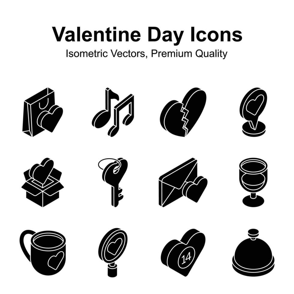 grijp deze creatief ontworpen valentijnsdag dag isometrische vectoren set, klaar naar gebruik in websites en mobiel apps