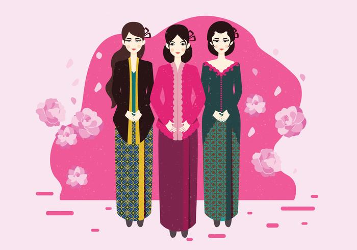 dame in kebaya kartini vector