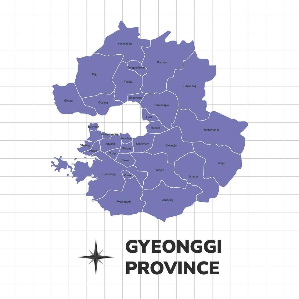 gyeonggi provincie kaart illustratie. kaart van steden in zuiden Korea vector