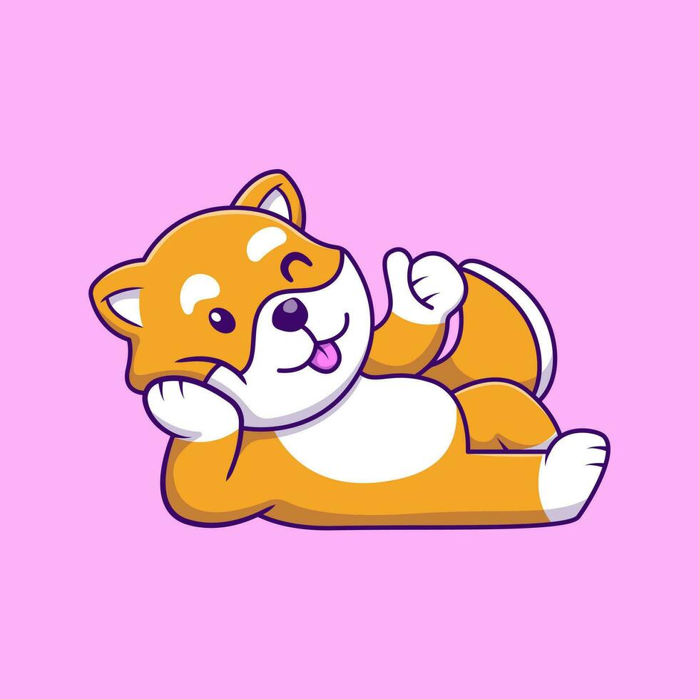 schattig shiba inu met duim omhoog tekenfilm vector pictogrammen illustratie. vlak tekenfilm concept. geschikt voor ieder creatief project.