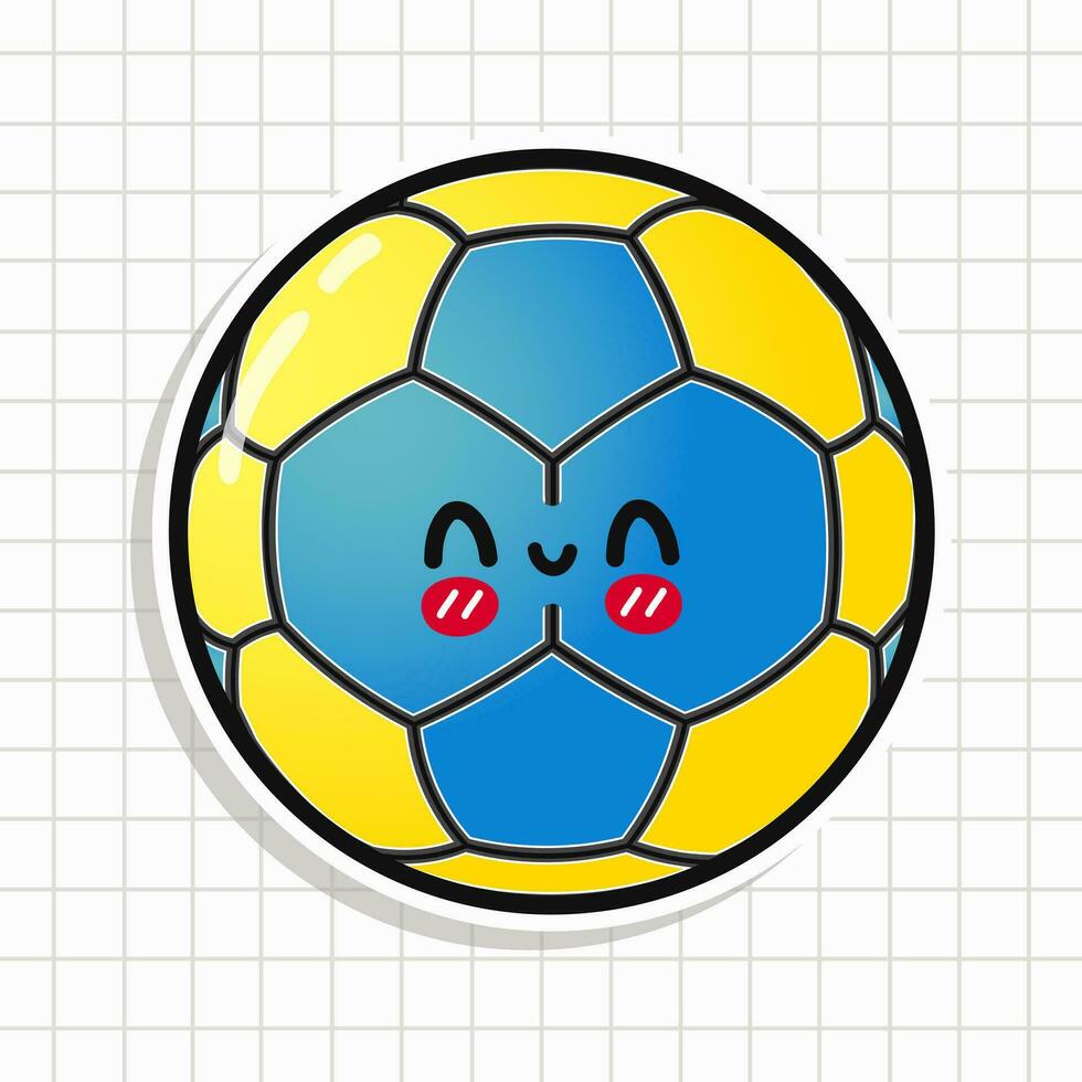 schattig grappig handbal sticker. vector hand- getrokken tekenfilm kawaii karakter illustratie icoon. geïsoleerd Aan achtergrond. handbal kaart karakter concept