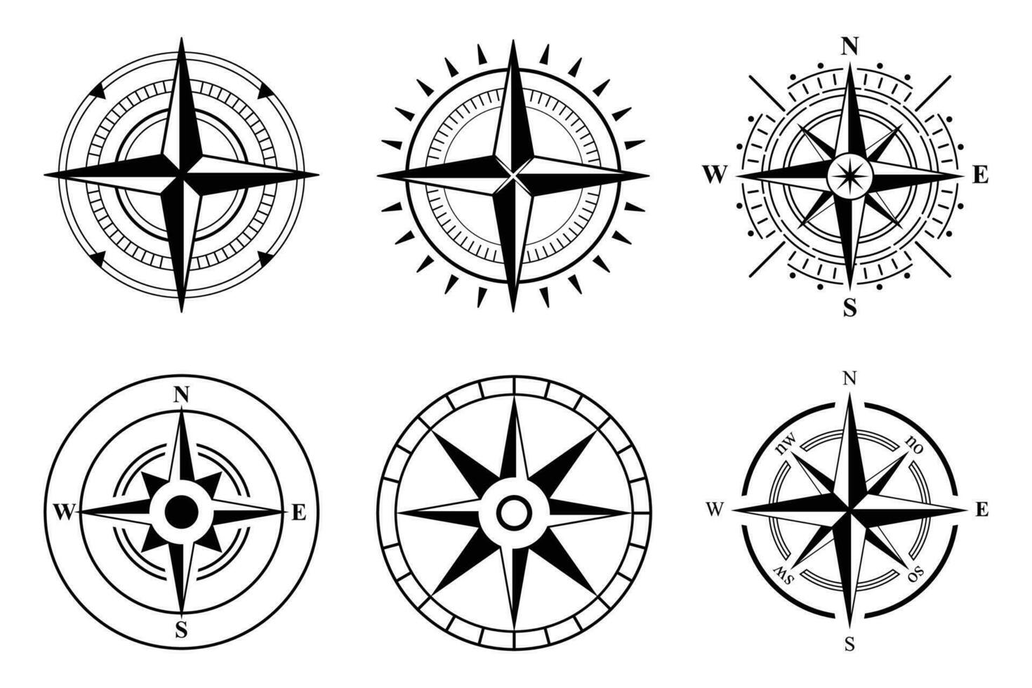 kompas roos zee wind roos silhouet nautische kompas clip art kompas ster vector