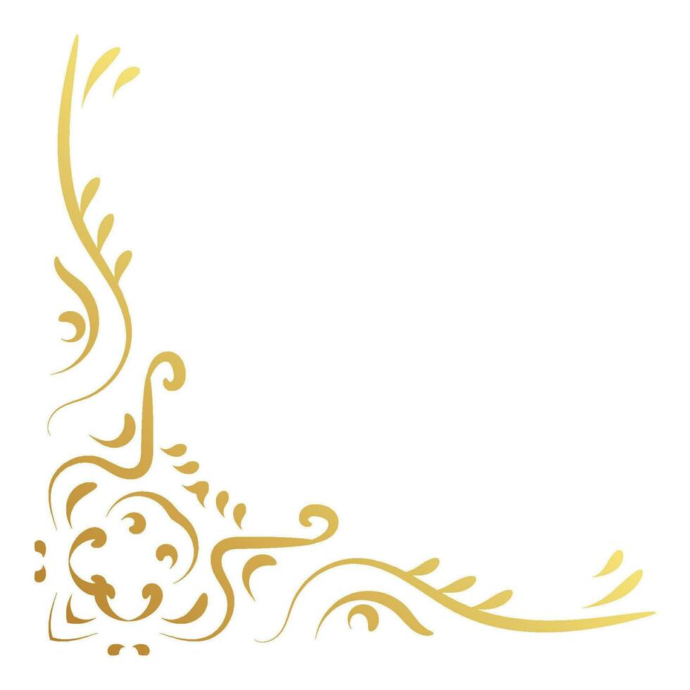 luxe wijnoogst hoek kader goud kleur vector element. klassiek kolken verdeler patroon ornament. filigraan ontwerp kalligrafische decoratie voor kader, groet kaart, uitnodiging, menu, certificaat.