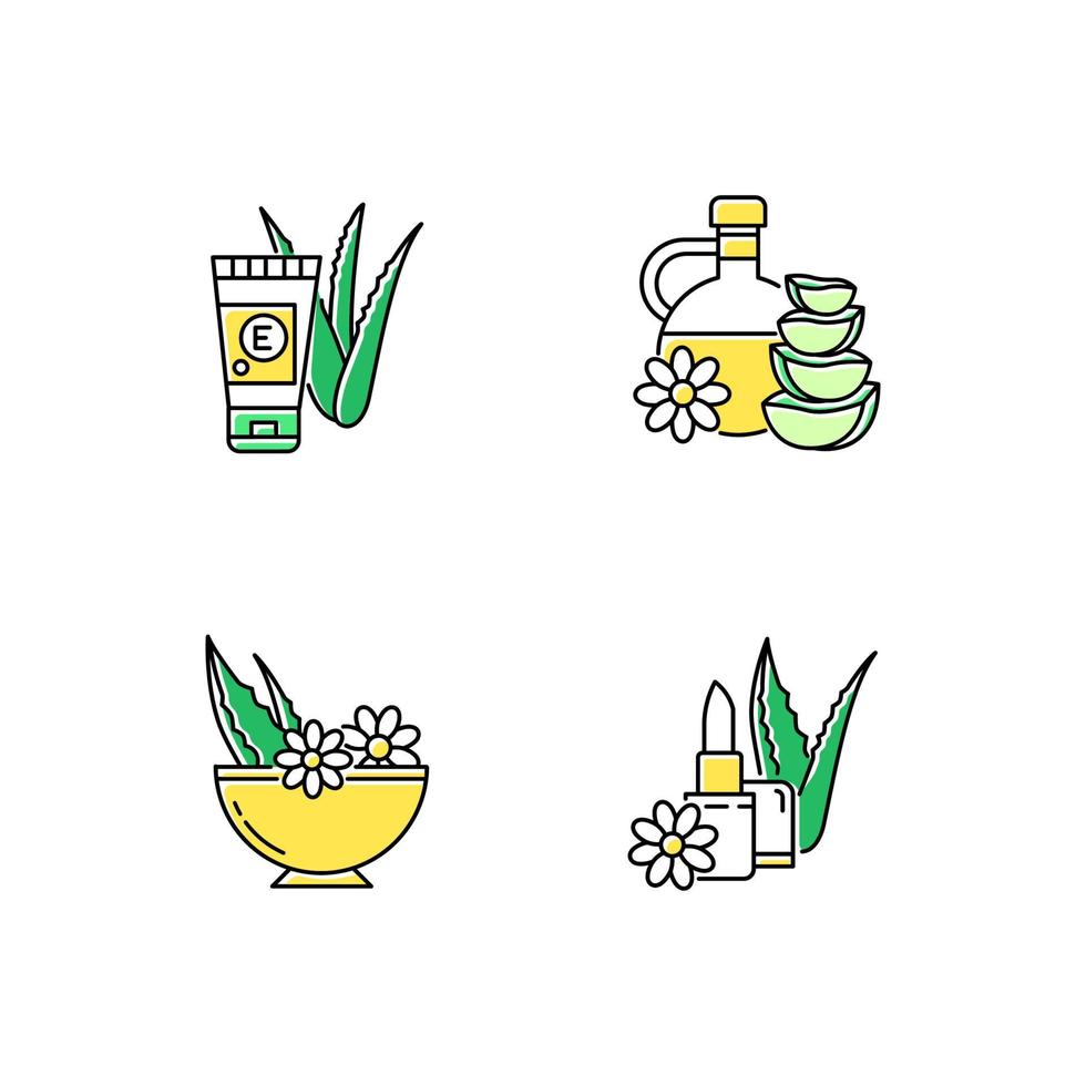 aloë vera groene kleur iconen set vector