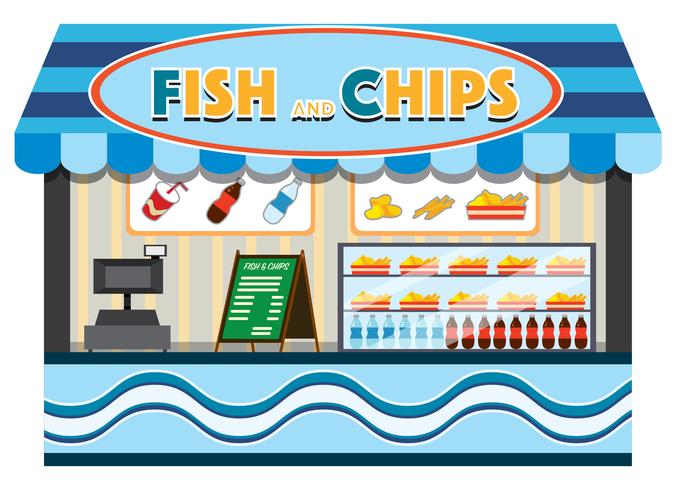 fish and chips shop vector