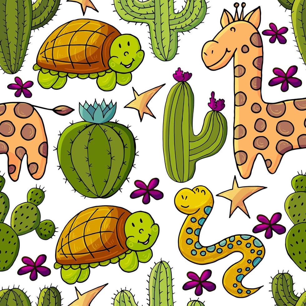 schattige vectorillustratie. cactussen, aloë, vetplanten. decoratieve natuurlijke elementen vector