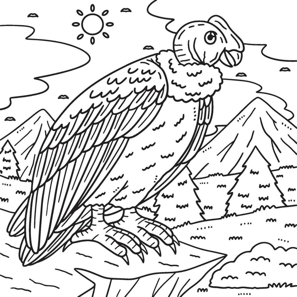 andean condor vogel kleur bladzijde voor kinderen vector