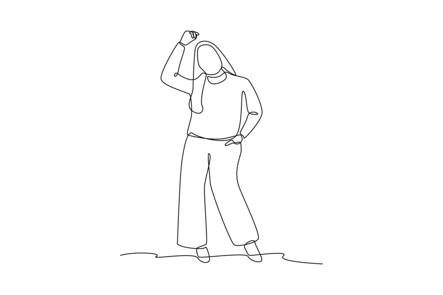 doorlopend een lijn tekening gelukkig vrouw werkzaamheid concept. tekening vector illustratie.