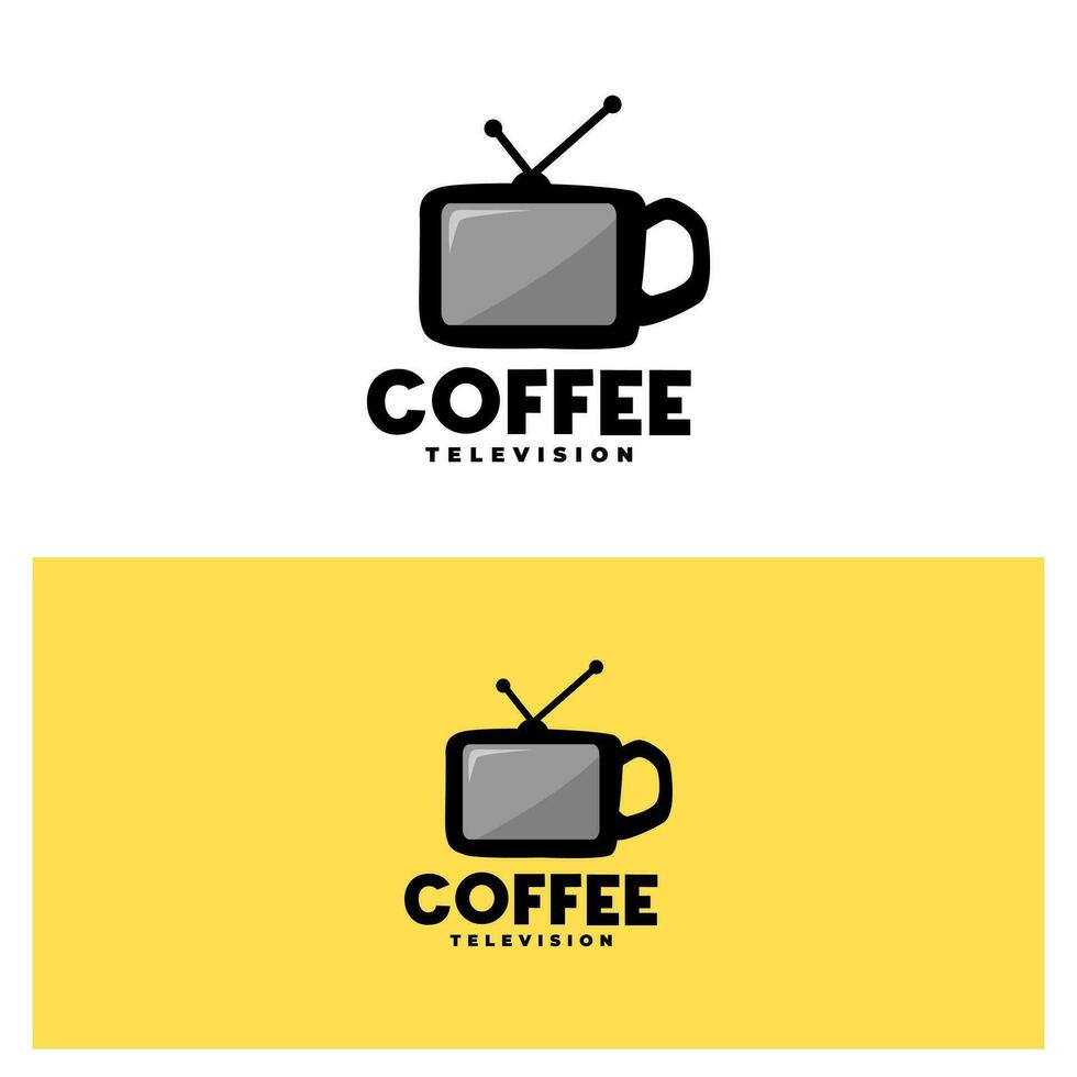 illustratie van een koffie kop vormen een televisie vorm geven aan. koffie televisie logo vector sjabloon.
