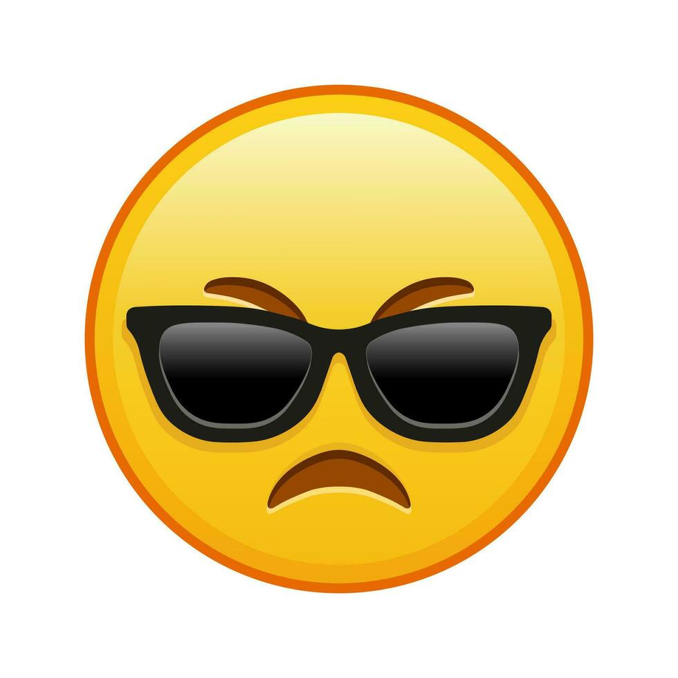 boos gezicht met zonnebril groot grootte van geel emoji glimlach vector