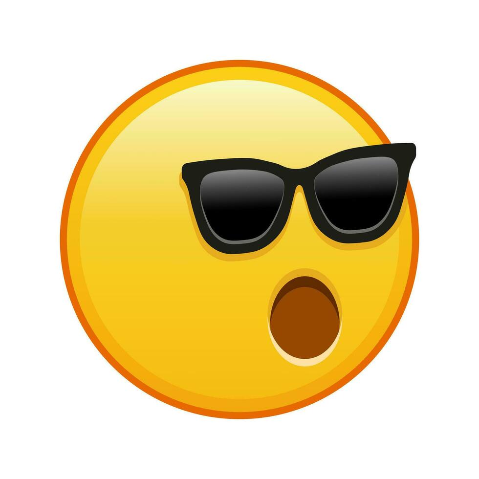 gezicht met Open mond met zonnebril groot grootte van geel emoji glimlach vector