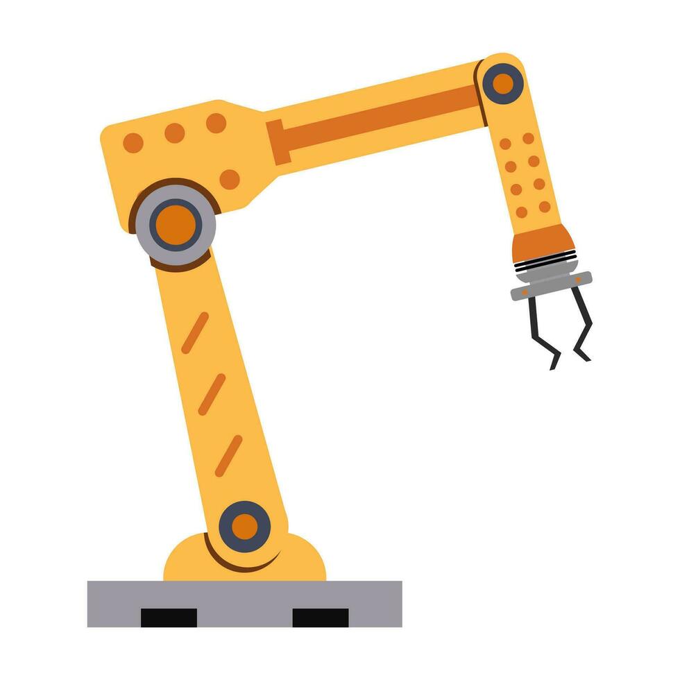 arm mechanisch transportband, hydraulisch bouwkunde monteur, automatisch robot, automatisering systeem gereedschap voor fabriek. vector illustratie