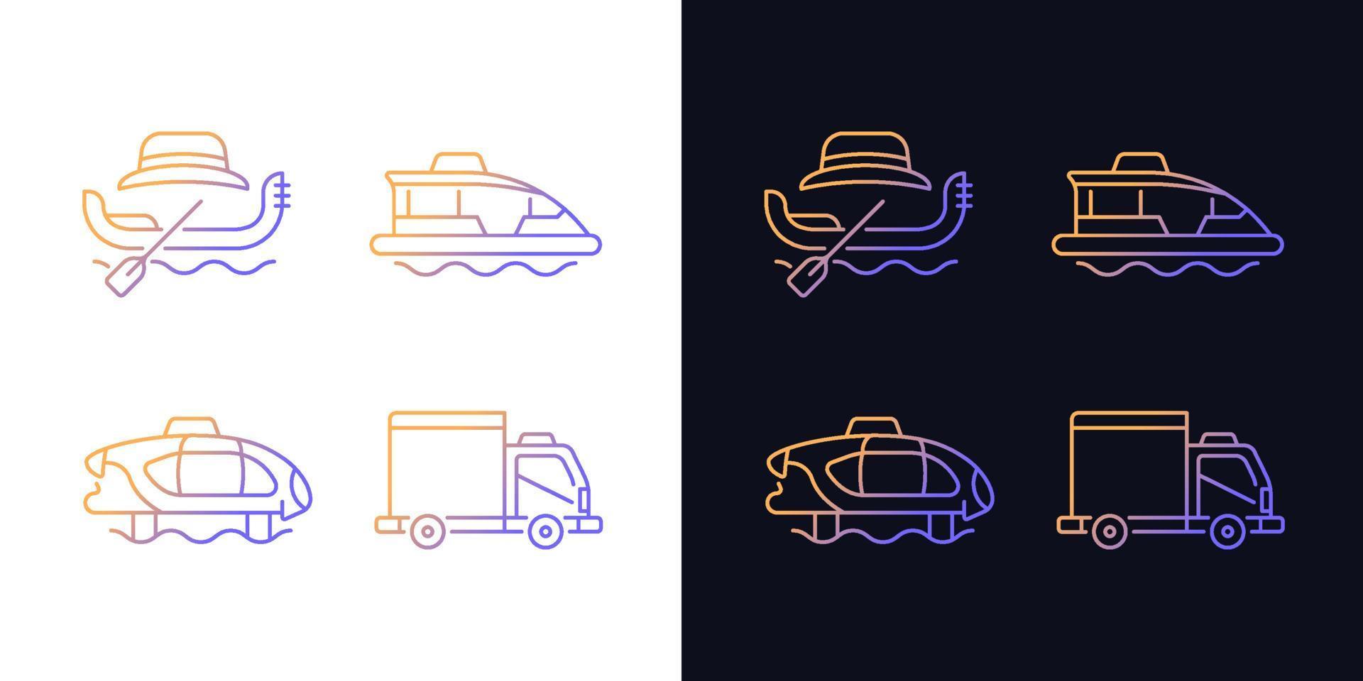 geboekte taxiservice gradiëntpictogrammen ingesteld voor donkere en lichte modus vector