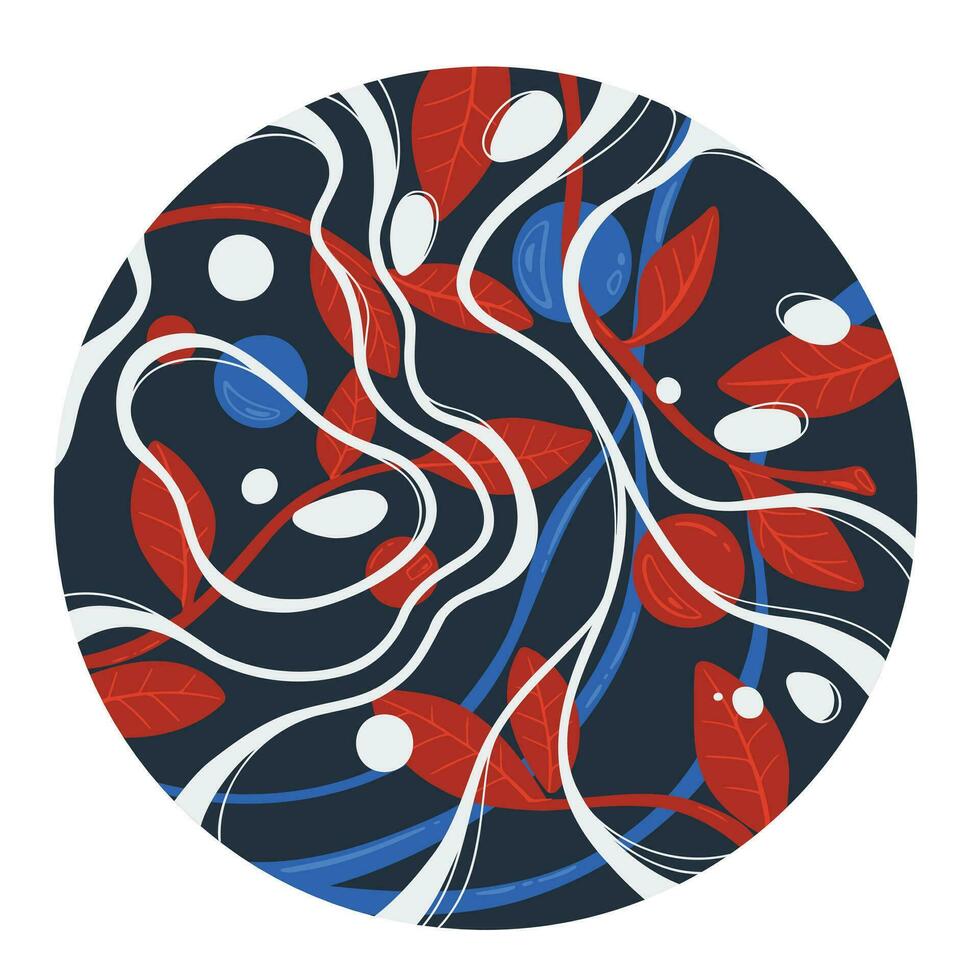 vector illustratie van een abstract lijnen. helder poster met bladeren en spatten