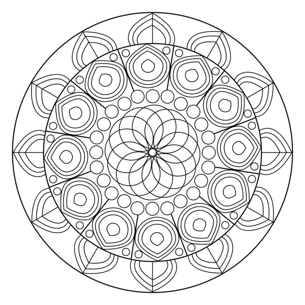 mandala kleur Pagina's - gemakkelijk mandala kleur bladzijde - gemakkelijk mandala kleur bladzijde - kleur bladzijde vector