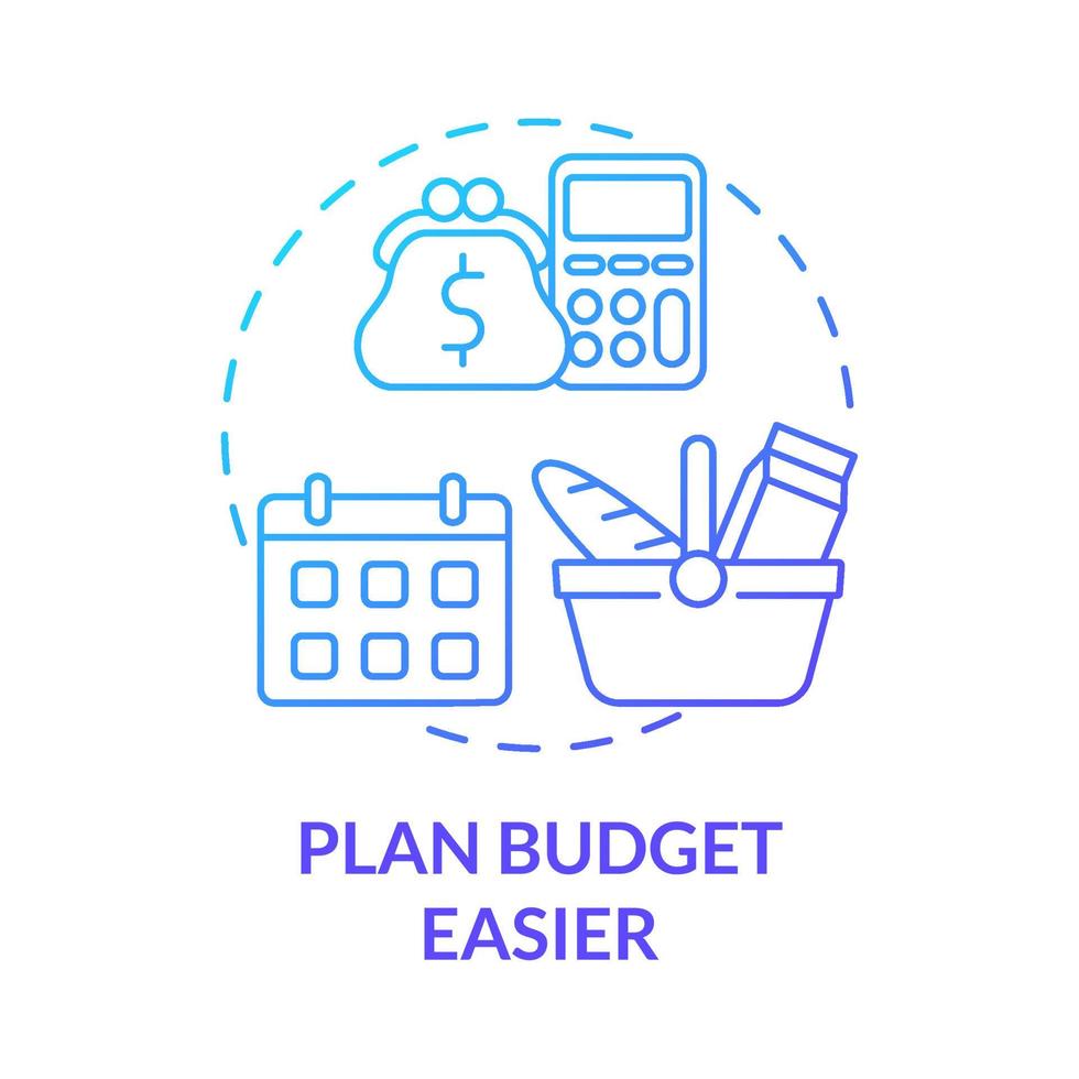 plan budget gemakkelijker blauw kleurverloop concept icoon vector