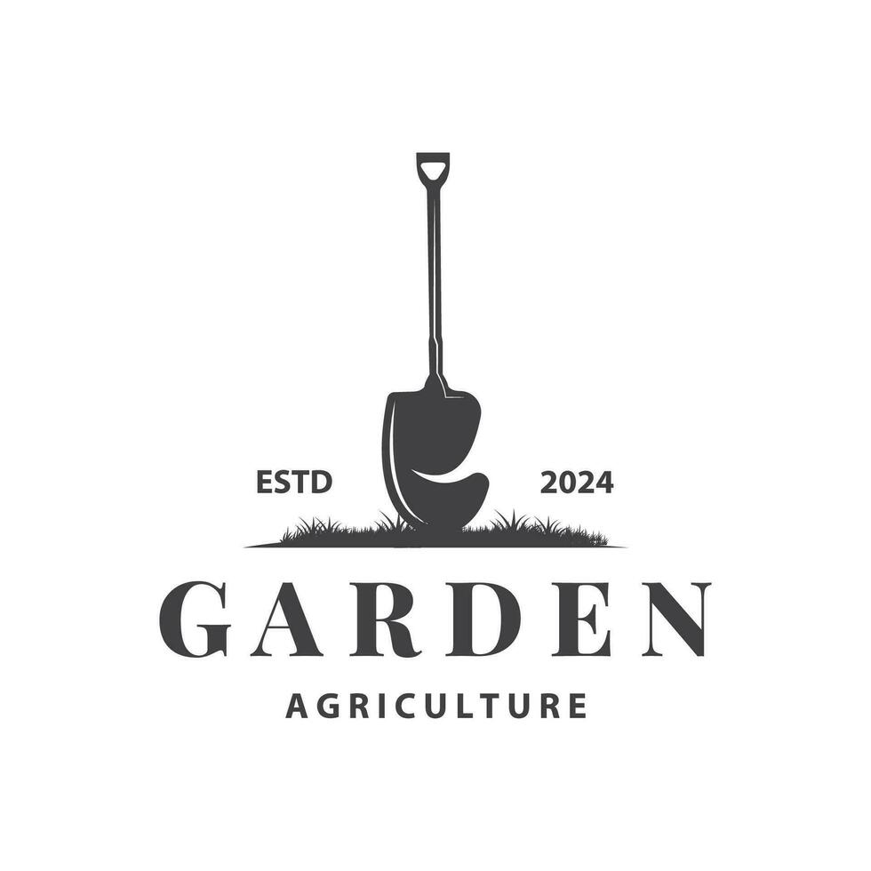 tuin logo inspirerend ontwerp voor gemakkelijk wijnoogst stijl plantage uitrusting voor een natuur concept bedrijf merk vector