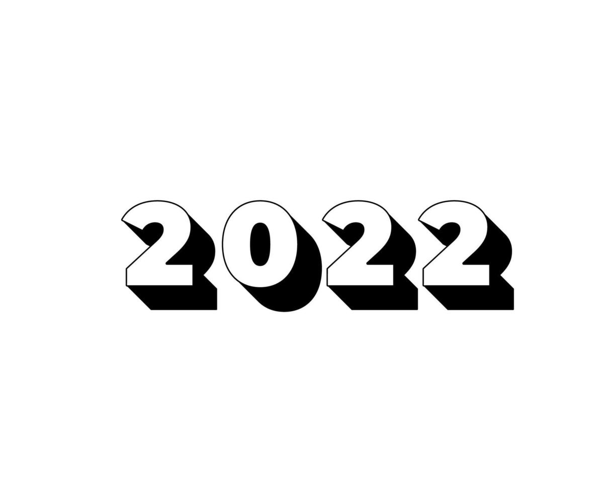 gelukkig nieuwjaar 2022 lange schaduw ontwerpsjabloon. modern ontwerp voor kalender, uitnodigingen, wenskaarten, vakantiefolders of prints vector