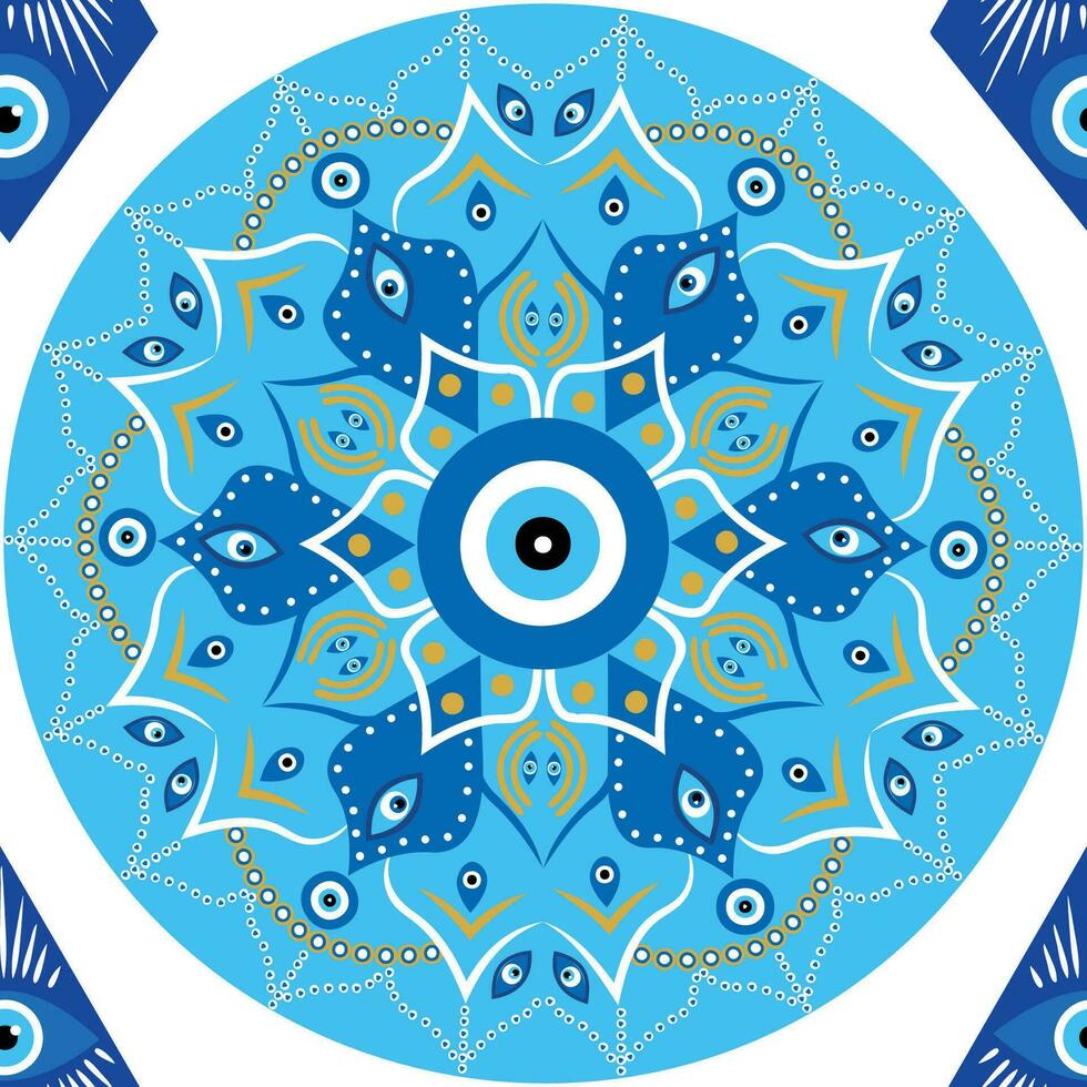 onheil oog mandala naadloos patroon. symbool van bescherming, Turks souvenir vector