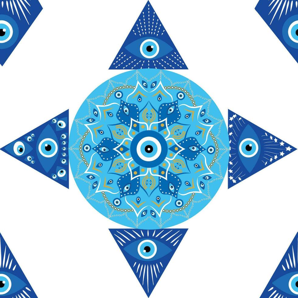 onheil oog mandala naadloos patroon. symbool van bescherming, Turks souvenir vector