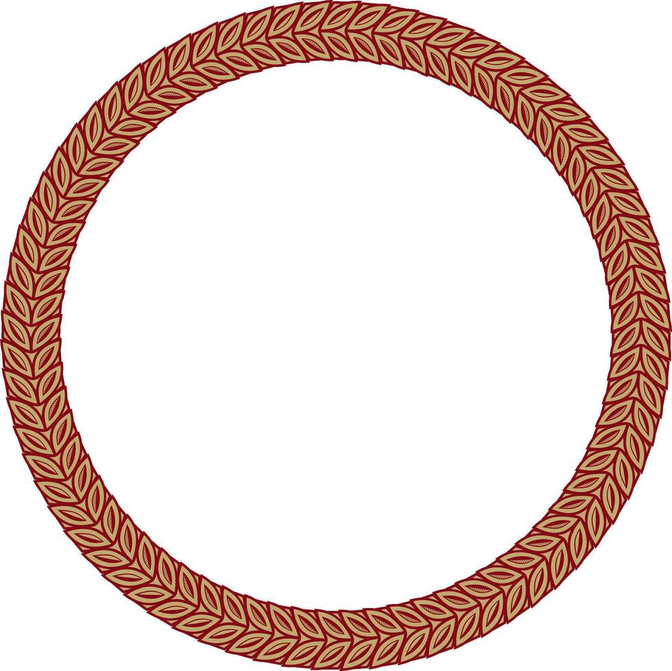 vector gouden en rood ronde yakut ornament. eindeloos cirkel, grens, kader van de noordelijk volkeren van de ver oosten-