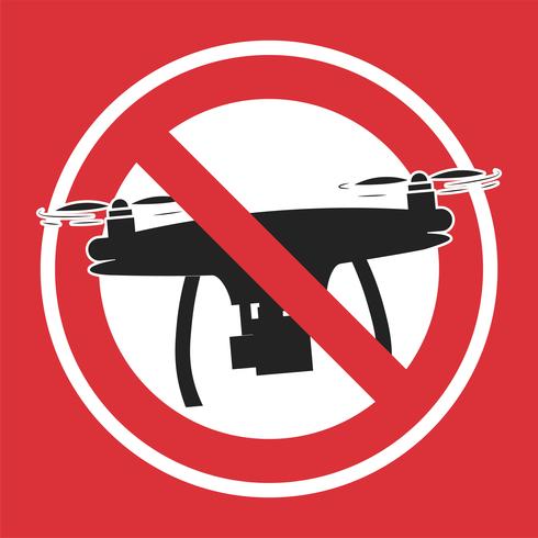 Geen dronesymbool. No-flyzone. Platte vectorillustratie vector