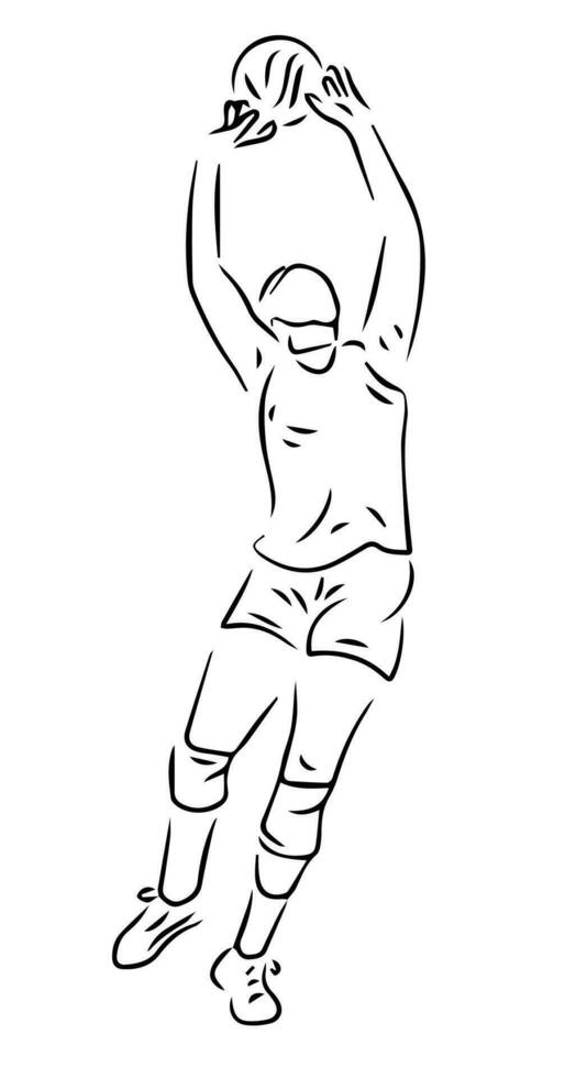 volleybal speler Holding een bal lijn kunst illustratie vector