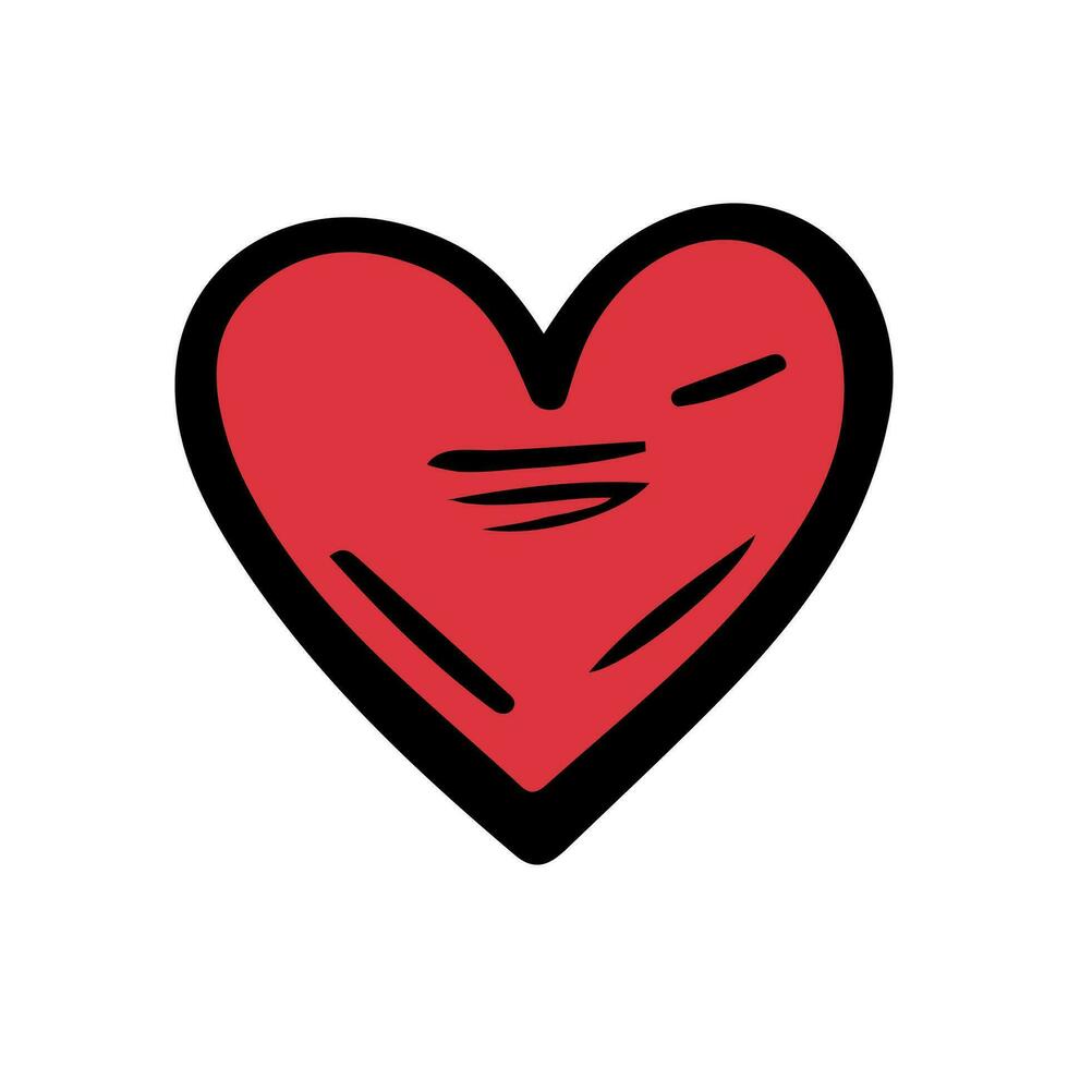 rood schetsen hart geïsoleerd Aan wit achtergrond. hand- getrokken liefde hart. vector illustratie voor ieder ontwerp.