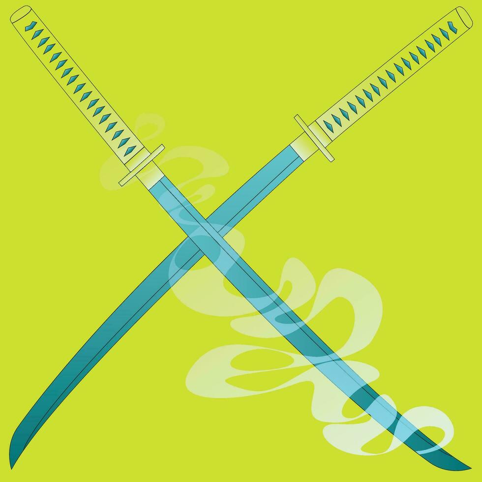 dubbel katana blauw ijs element effect vector