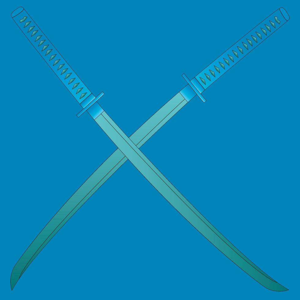 dubbel katana blauw ijs element effect vector