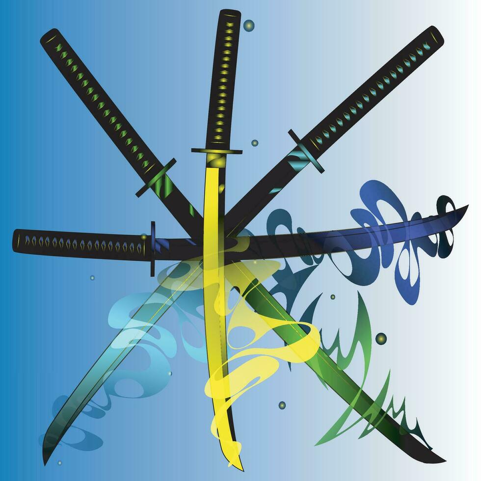 meerdere katana allemaal element Effecten vector