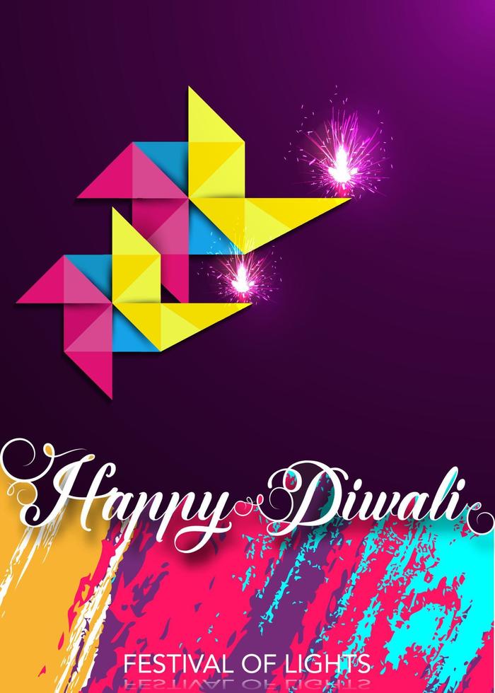 gelukkige diwali festival van lichten viering kleurrijke sjabloon in origami papier grafisch ontwerp van Indiase diya olielampen, modern plat ontwerp. vector banner kunststijl, kleurverloop achtergrond