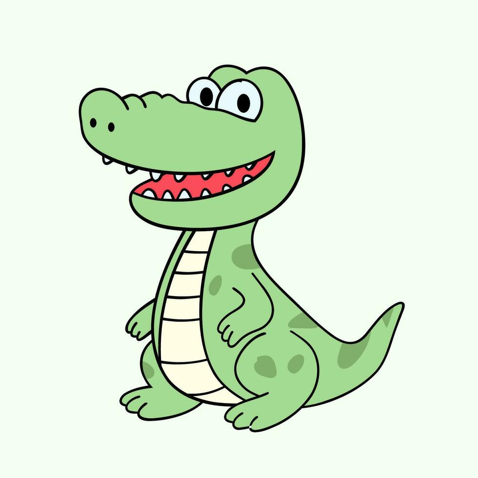 vector vlak schattig krokodil illustratie met wit achtergrond