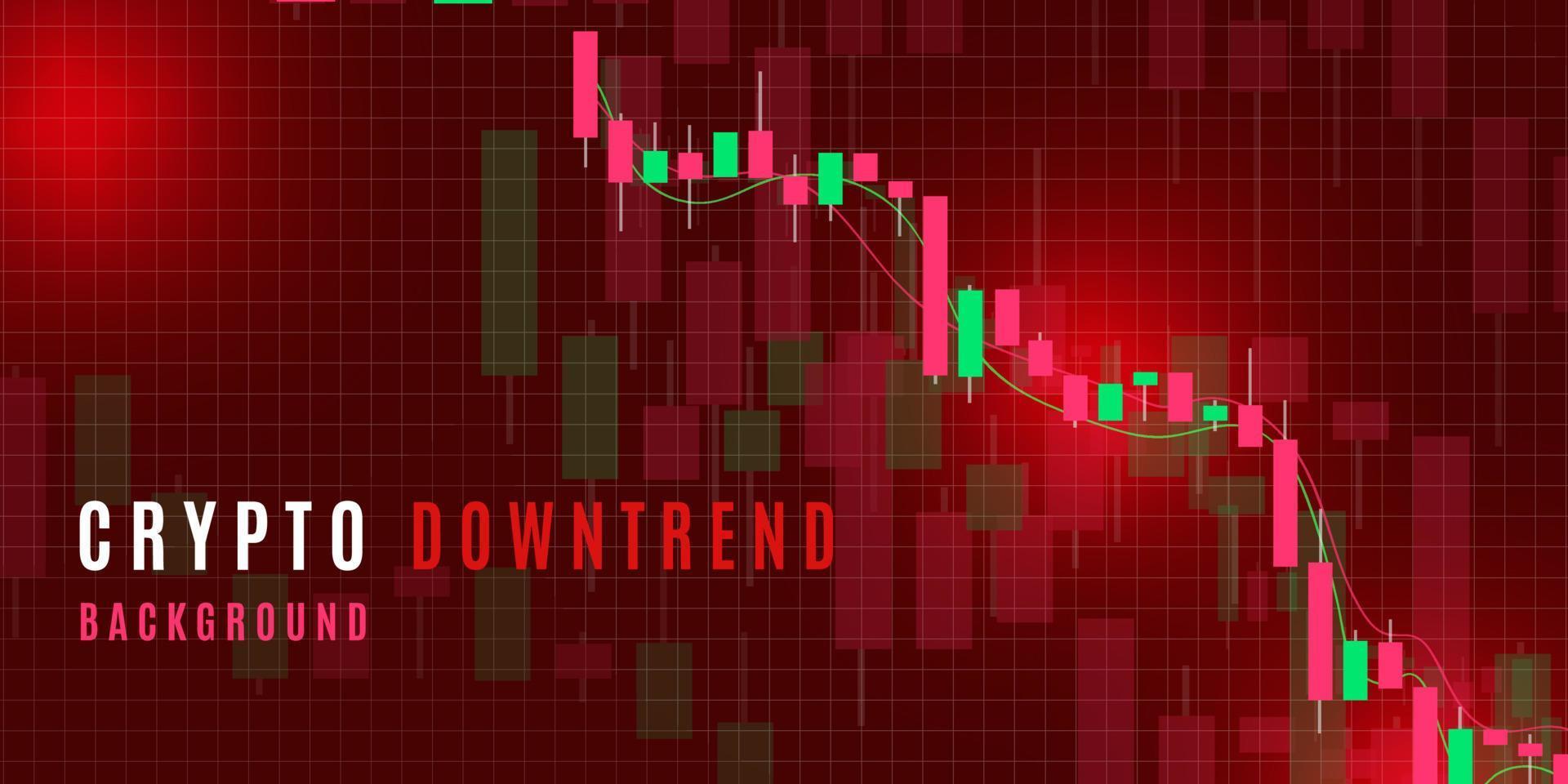 trendy moderne cryptocurrency of forex trading downtrend met rode achtergrond. bewegingsgrafiek. aandelenhandel grafiek grafiek met kandelaars. vector illustratie