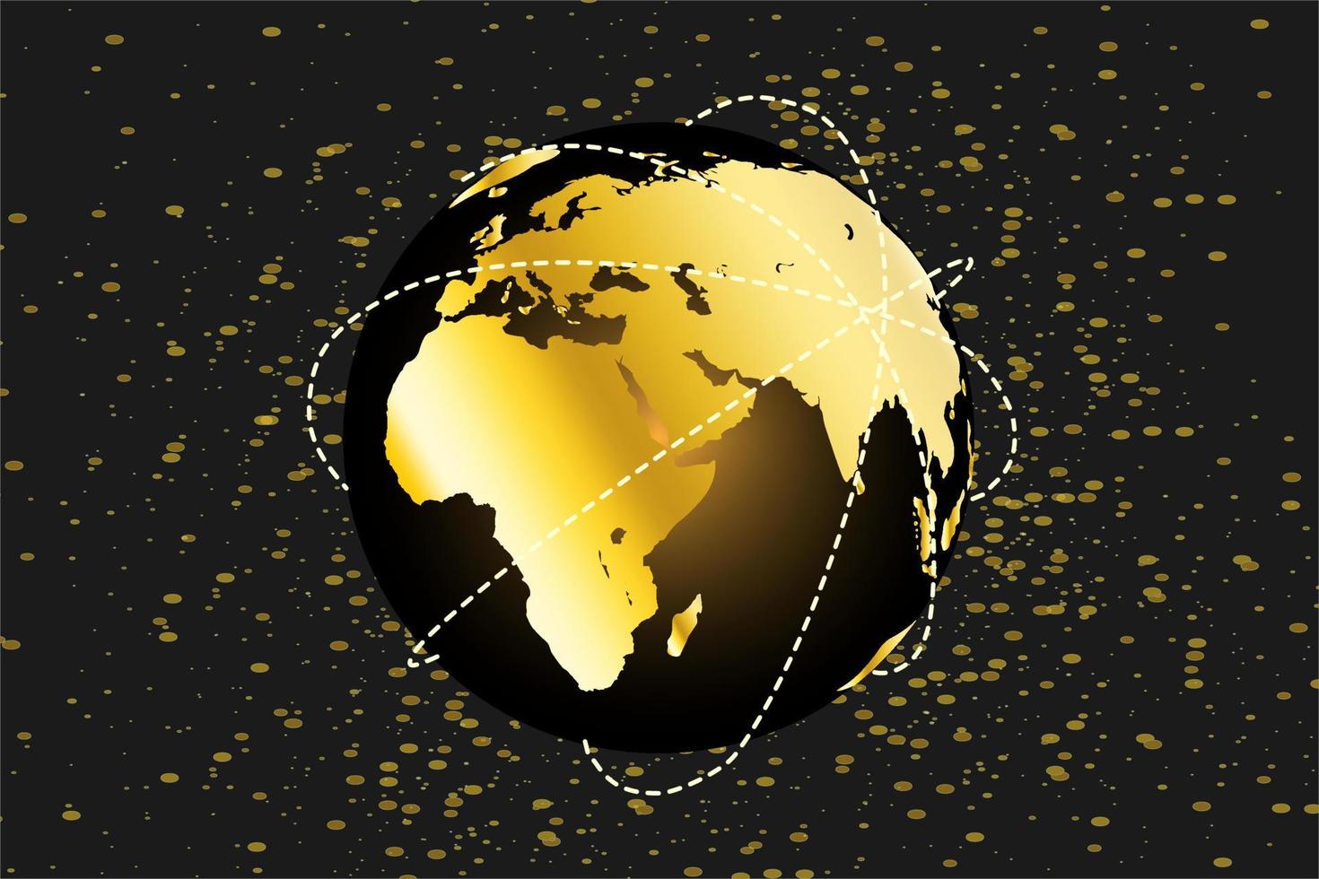 moderne trendy gouden aarde met golflijncirkelornament. luxe gouden wereldbol planeet concept achtergrond. vector illustratie