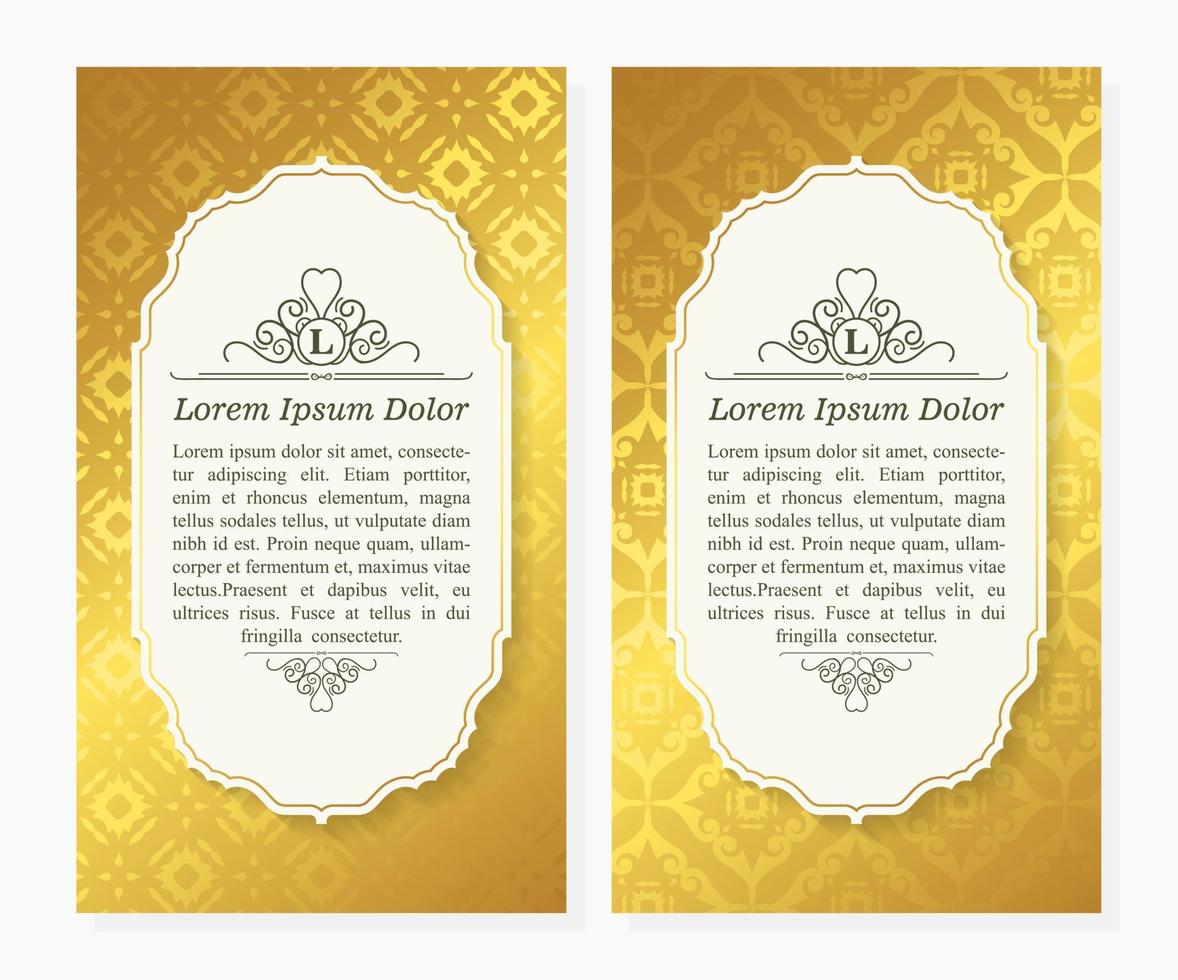 luxe gouden patroon decoratieve kaart in gouden kleur vector