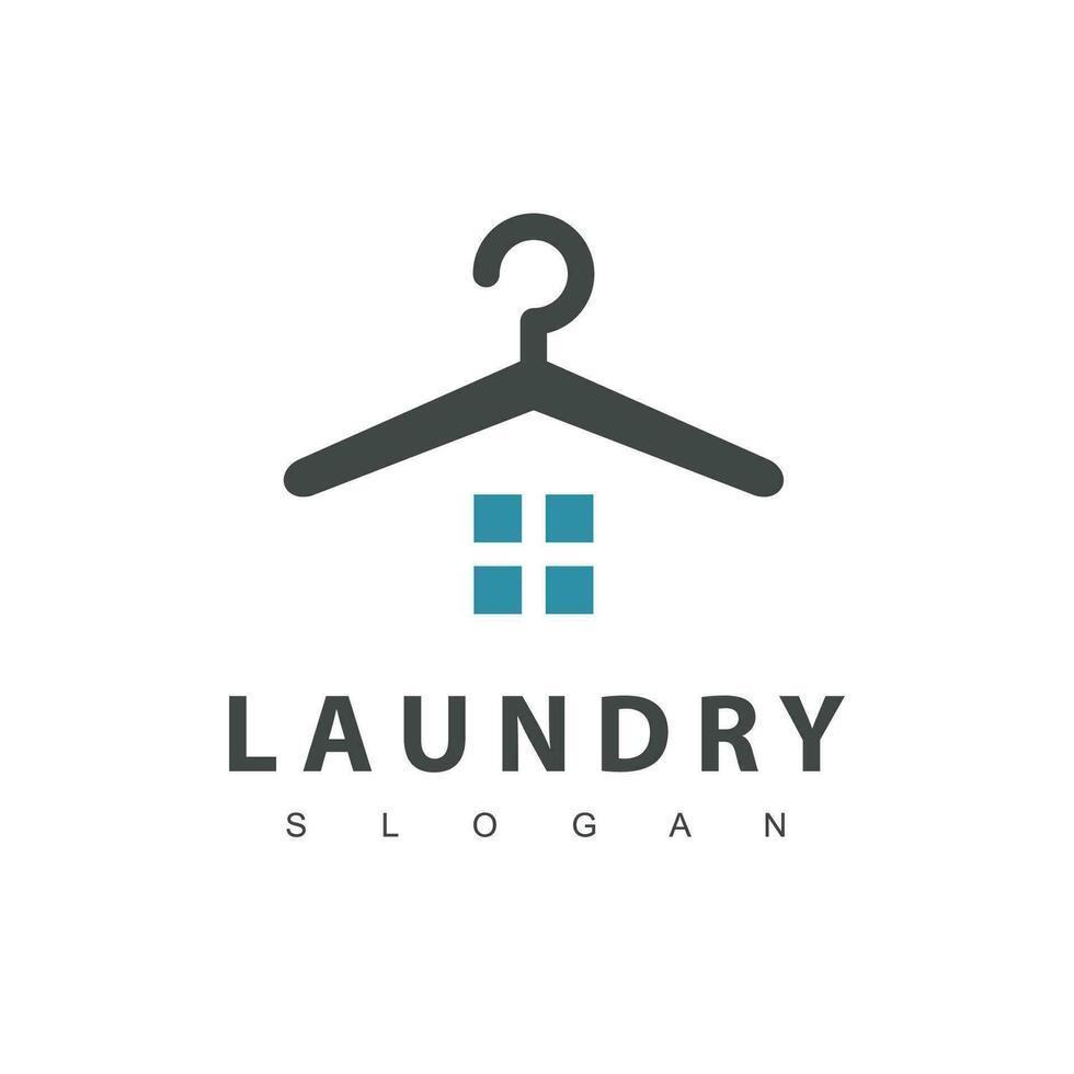 wasserij logo sjabloon. gemakkelijk wasserij illustratie logo met t-shirt en hanger symbool. vector