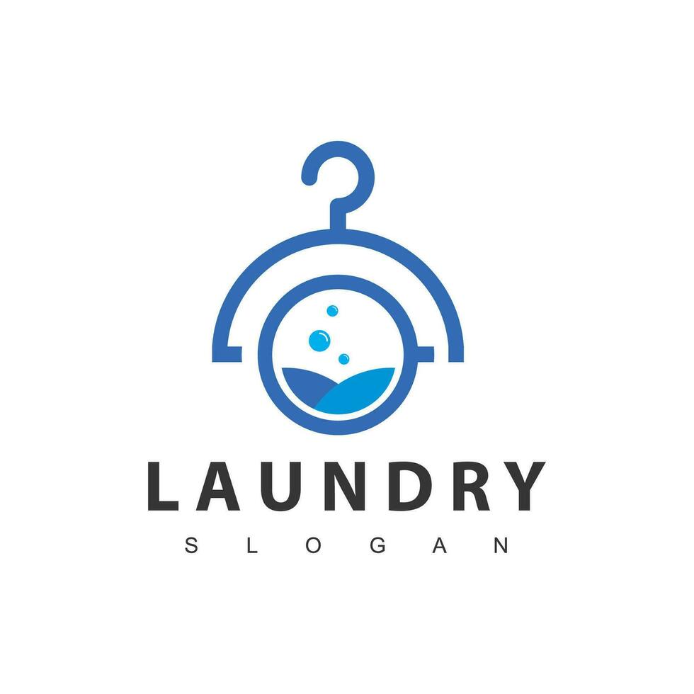 wasserij logo sjabloon. gemakkelijk wasserij illustratie logo met t-shirt en hanger symbool. vector