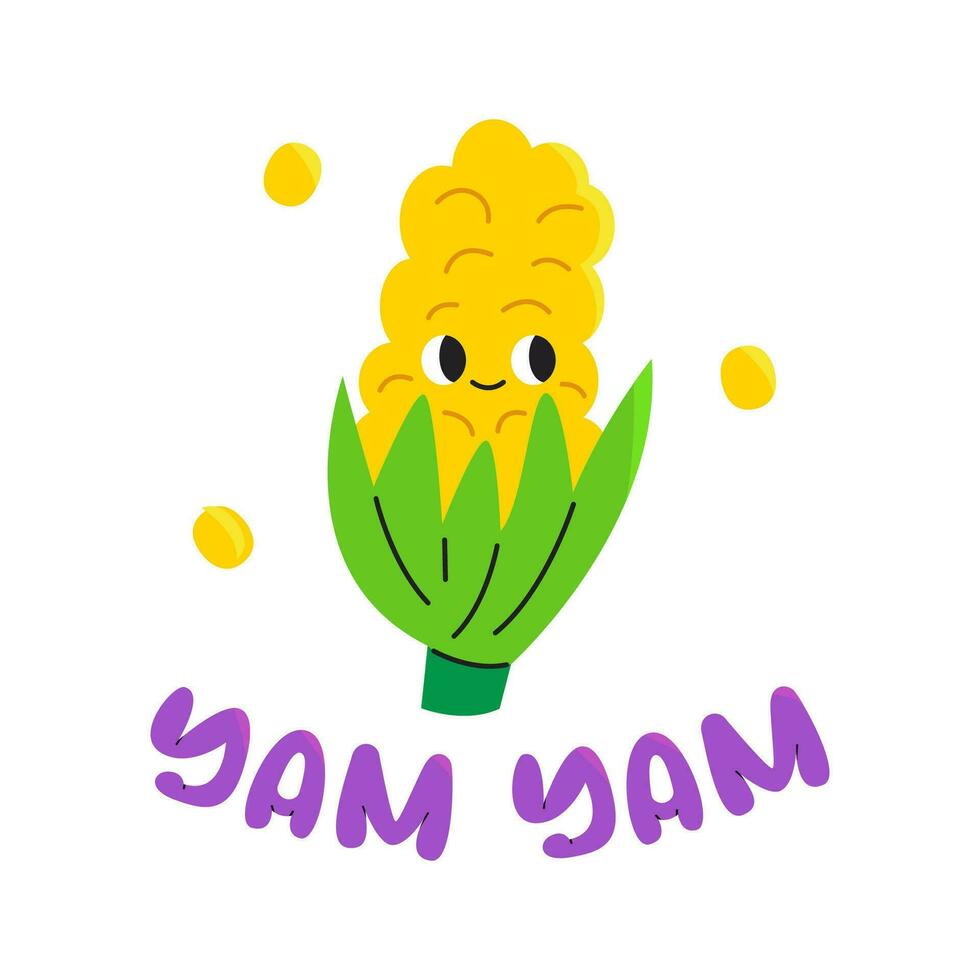 schattig glimlach maïs karakter vector