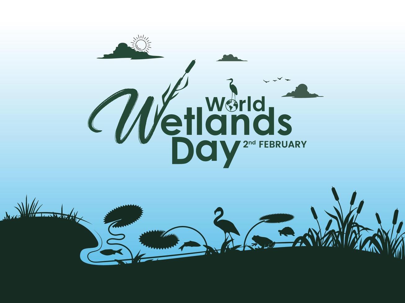 wereld wetlands dag bewerkbare vector ontwerp naar vieren wereld wetlands dag, verhogen globaal bewustzijn van de belangrijk rol wetlands Speel voor mensen en de planeet.