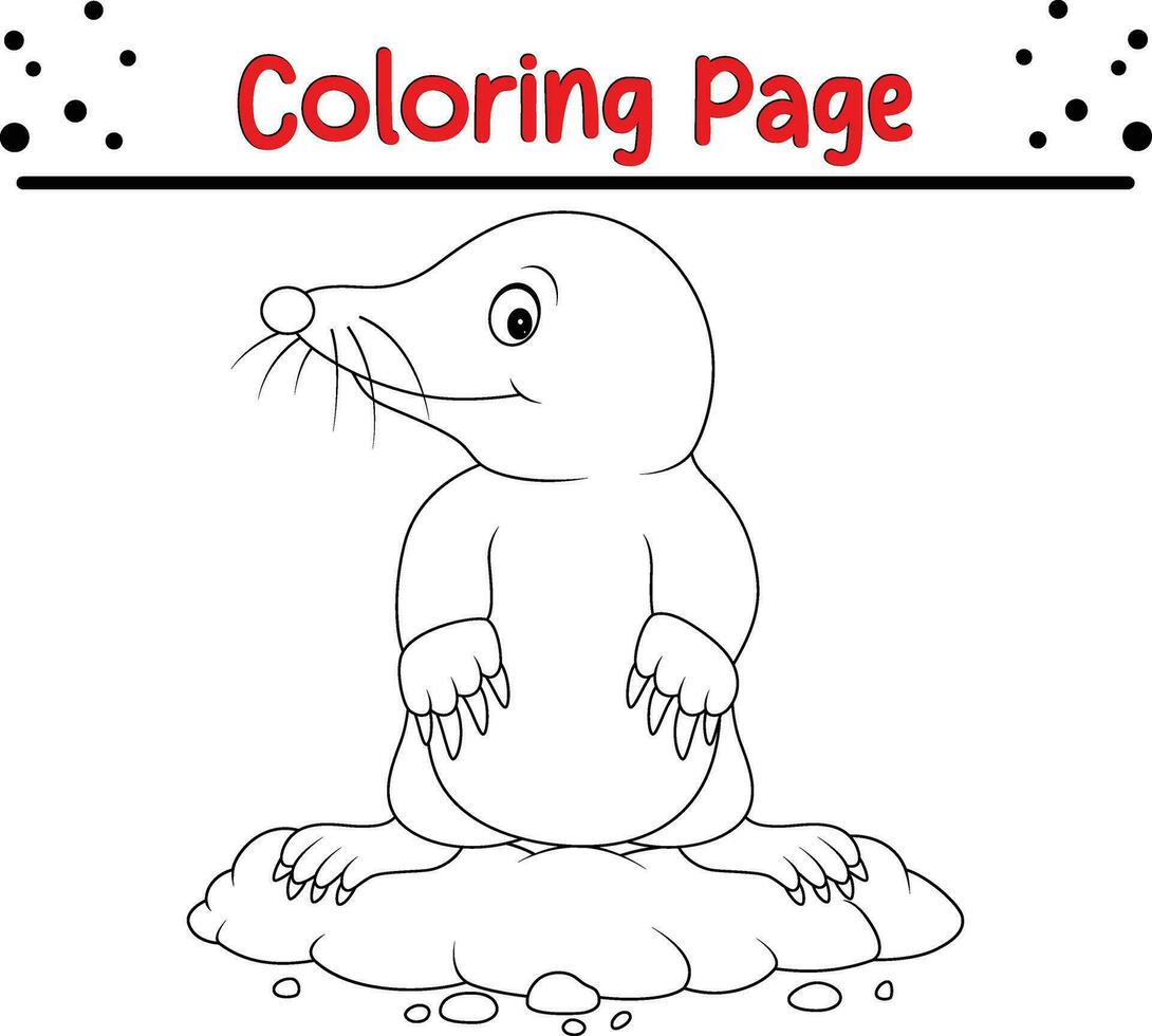 kleur Pagina's schattig mol voor kinderen vector