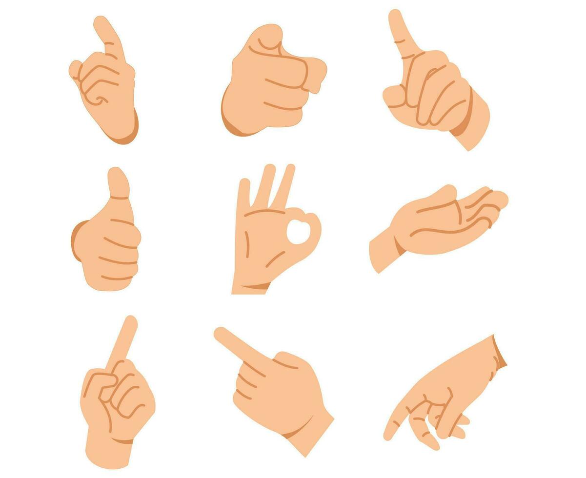 richten vingers hand- gebaar emoji's icoon reeks vector