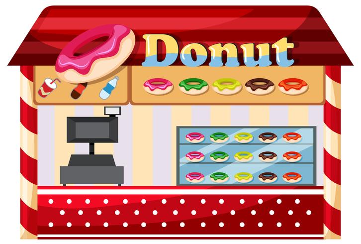 Een doughnutwinkel op witte achtergrond vector