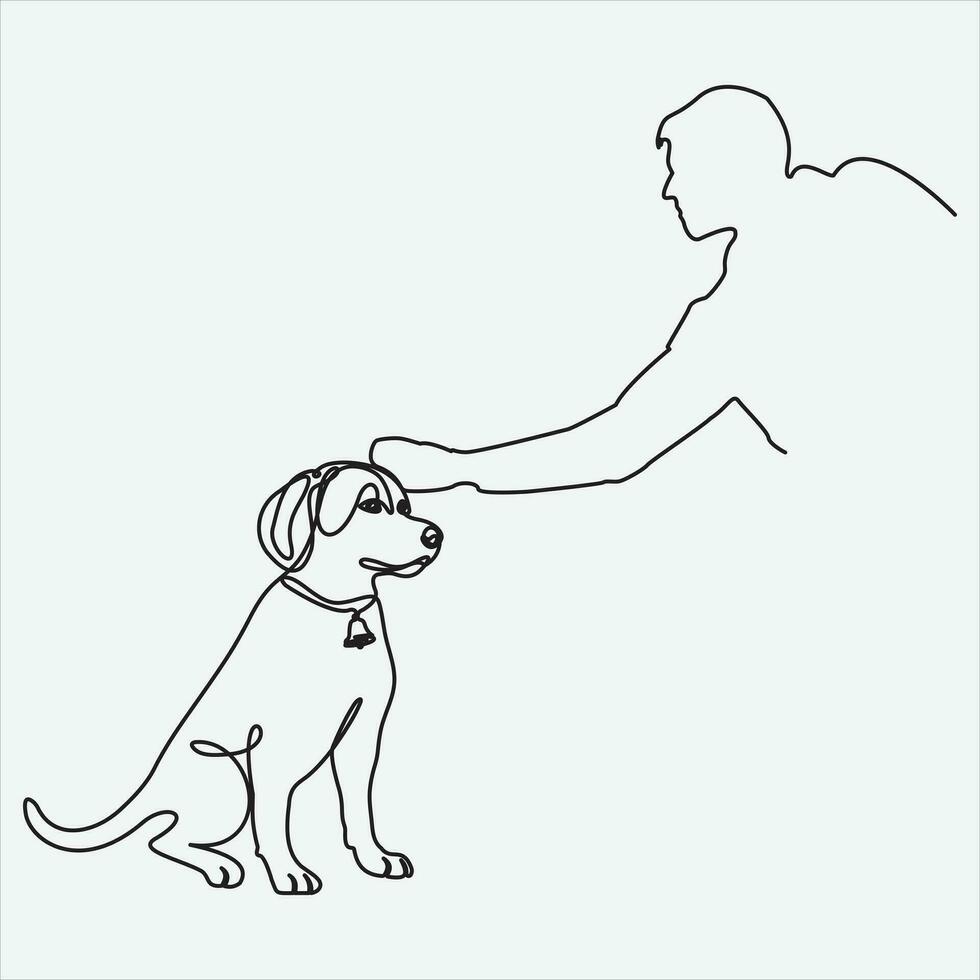 een lijn hand- getrokken hond schets vector illustratie