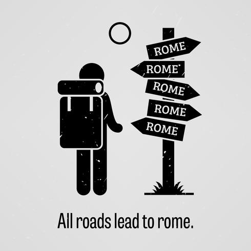 Alle wegen lijden naar Rome. vector