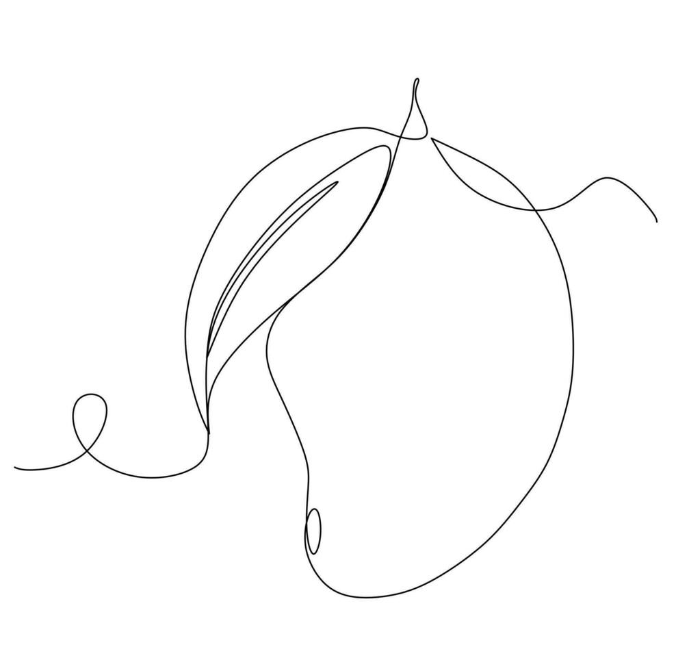 doorlopend een gemakkelijk single abstract lijn tekening van mango icoon in silhouet Aan een wit achtergrond. lineair gestileerd. vector
