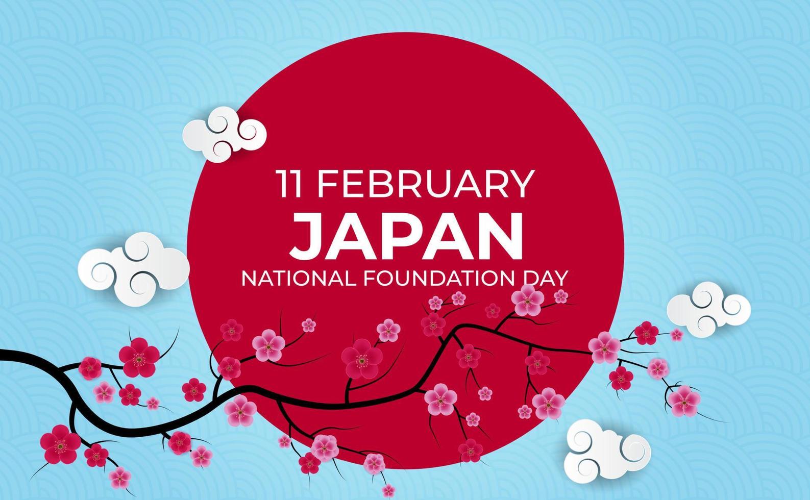 japan natie stichting dag realistische 3d achtergrond met sakura bloemen. 11 februari. vector illustratie eps10