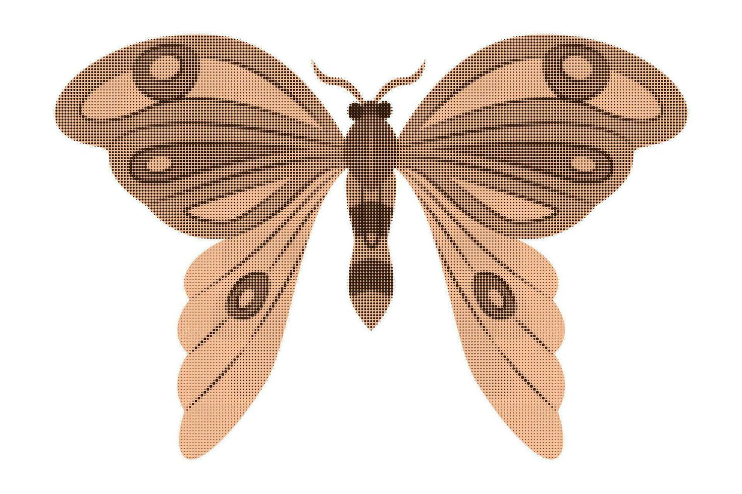 retro stijl. halftone vlinder achtergrond. vlinder van halftone dots collage element. vector
