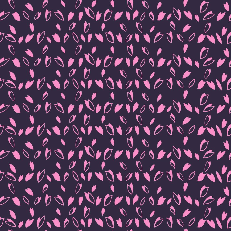 modieus naadloos patroon met roze gestreept lijnen in dots Aan een donker zwart achtergrond. gemakkelijk het drukken met textuur, druppels, polka punt, vlekken. vector hand- getrokken schetsen. ontwerp voor mode, oppervlakte ontwerp