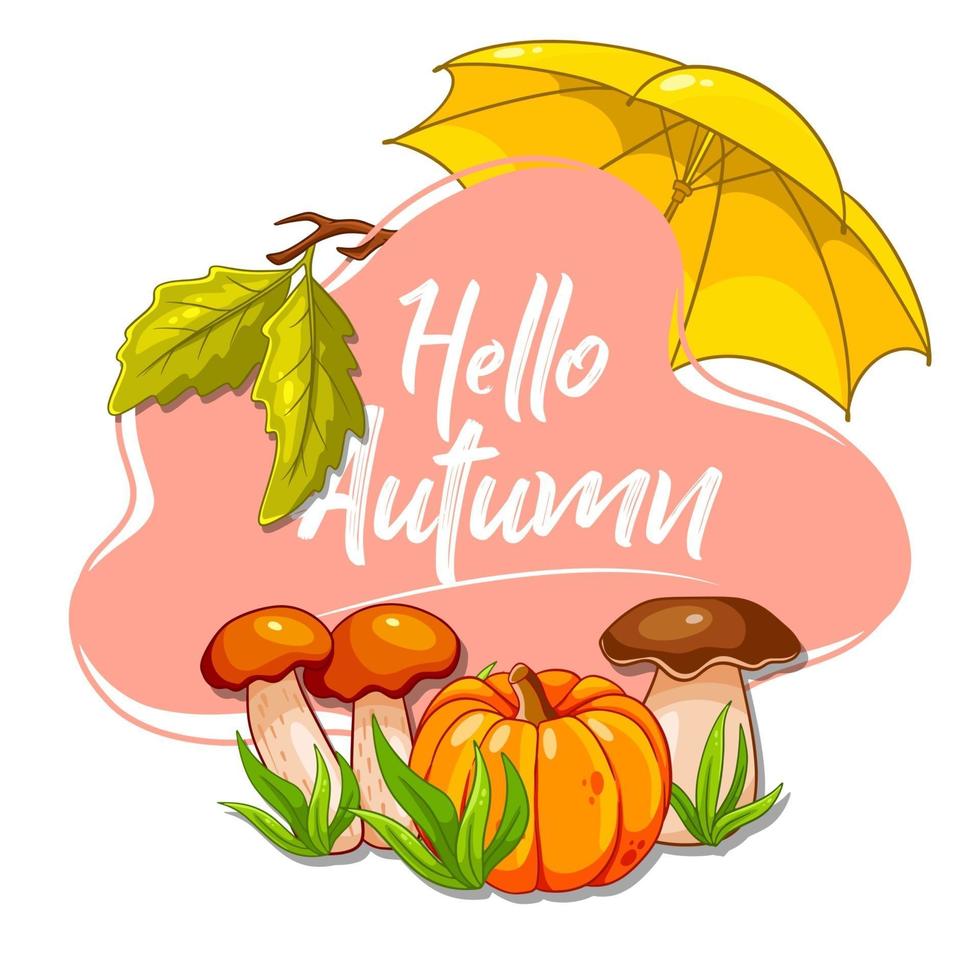 herfst ansichtkaart. banner met herfstitems. vector